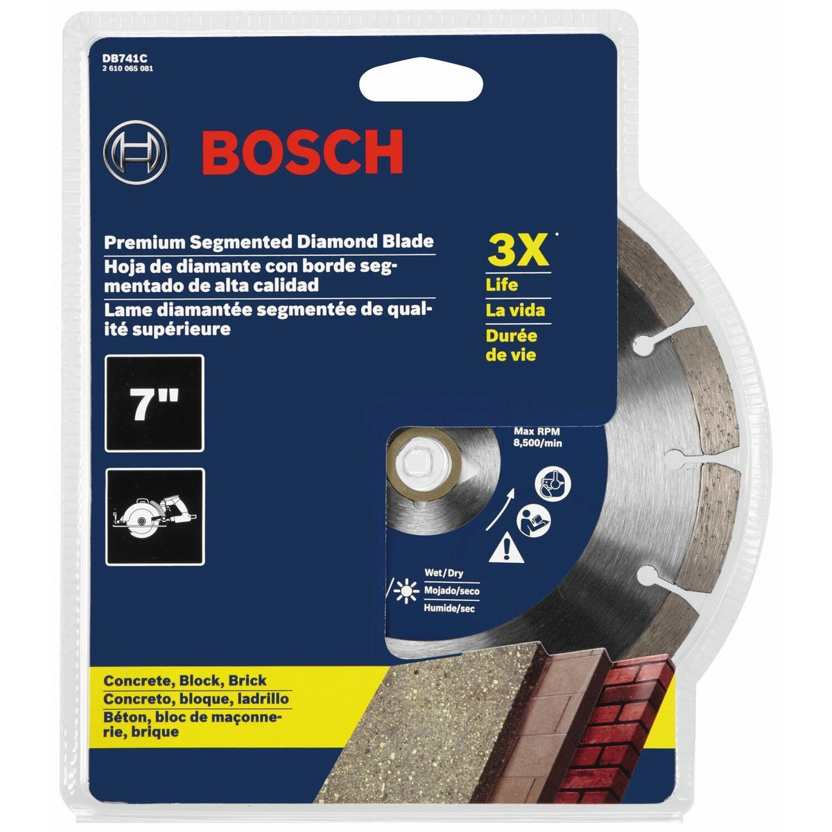 Bosch DB741C 7" Premium Segmented Rim Diamond Blade for Concrete Block and Brick - 2