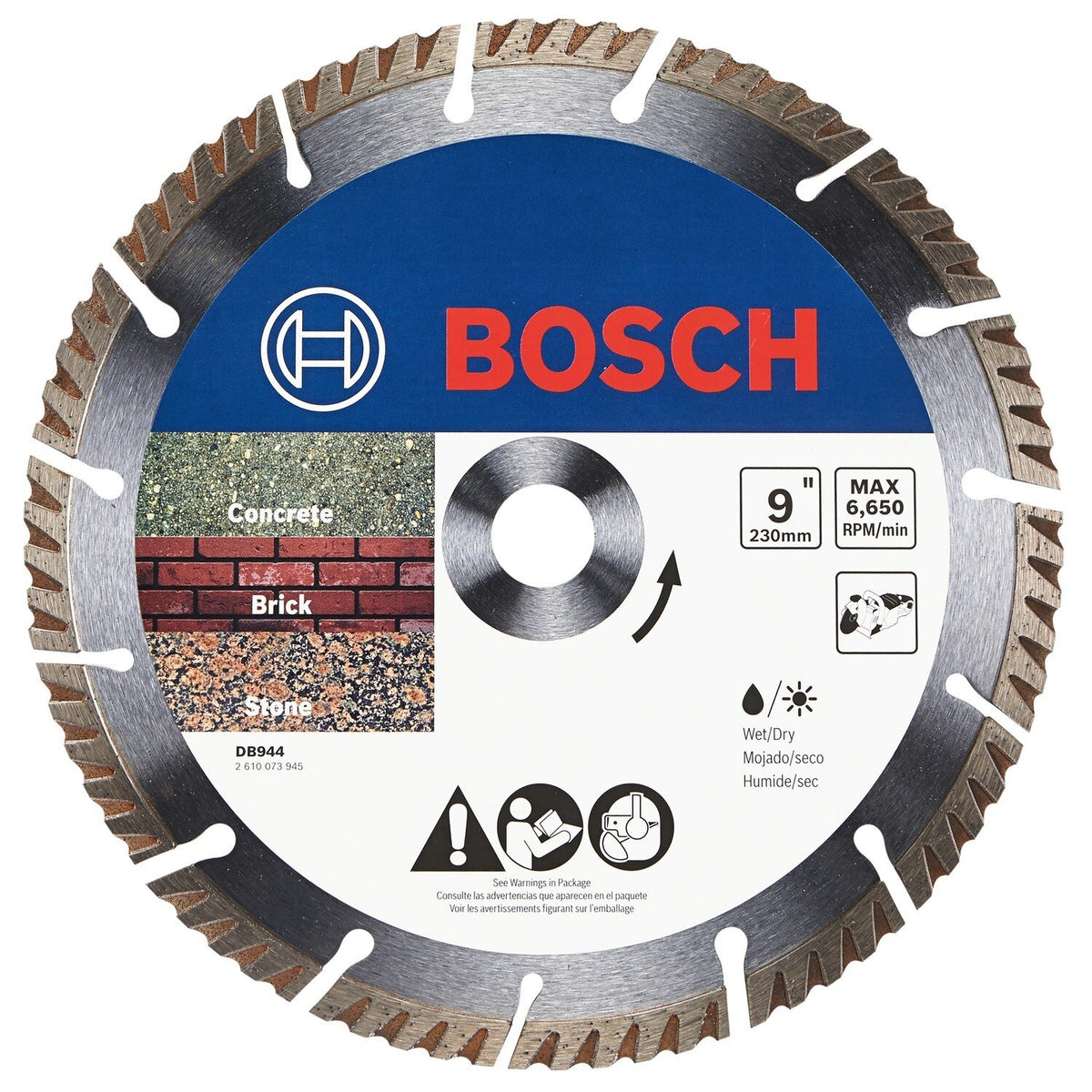 Bosch DB944 9" Premium Turbo Segmented Rim Diamond Wheel for Concrete Brick and Stone