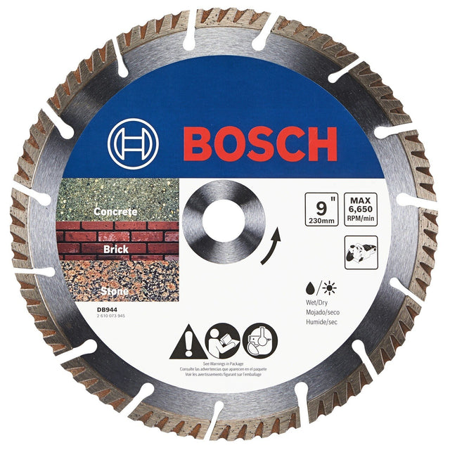 Bosch DB944 9" Premium Turbo Segmented Rim Diamond Wheel for Concrete Brick and Stone