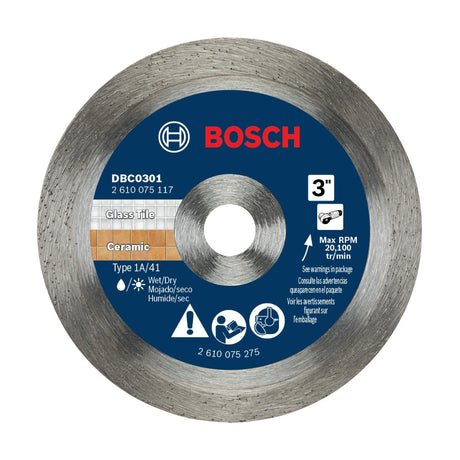 Bosch DBC0301 3" Continuous Rim Diamond Tile Blade for Ceramic Tile and Glass