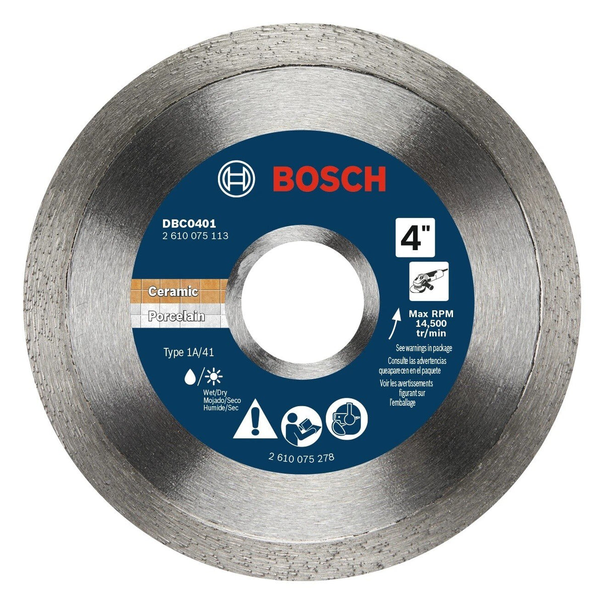 Bosch DBC0401 4" Continuous Rim Diamond Blade for Clean Tile and Porcelain Cuts