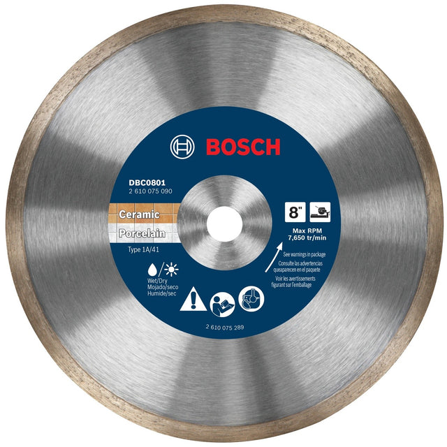 Bosch DBC0801 8" Continuous Rim Diamond Wheel for Smooth Cuts in Tile Porcelain and Marble
