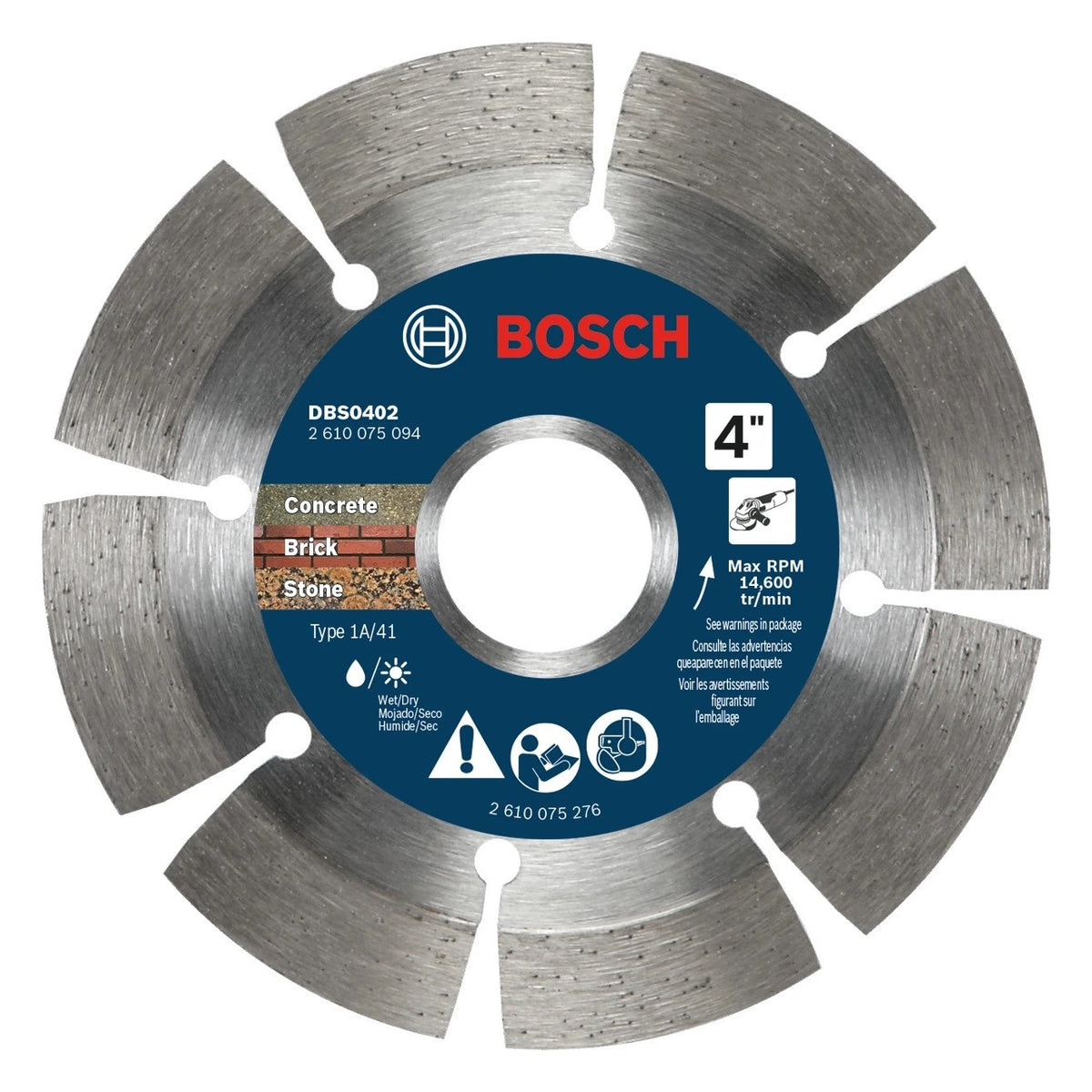 Bosch DBS0402 4" Premium Segmented Rim Diamond Blade for Concrete Brick Block and Pavers
