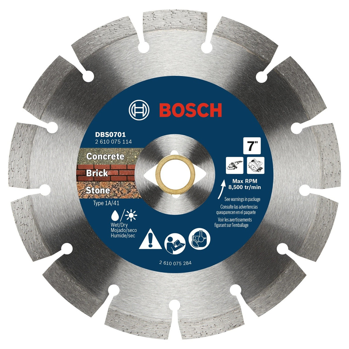 Bosch DBS0701 7" Segmented Rim Diamond Blade for Concrete Brick Block and Stone