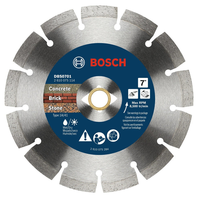 Bosch DBS0701 7" Segmented Rim Diamond Blade for Concrete Brick Block and Stone