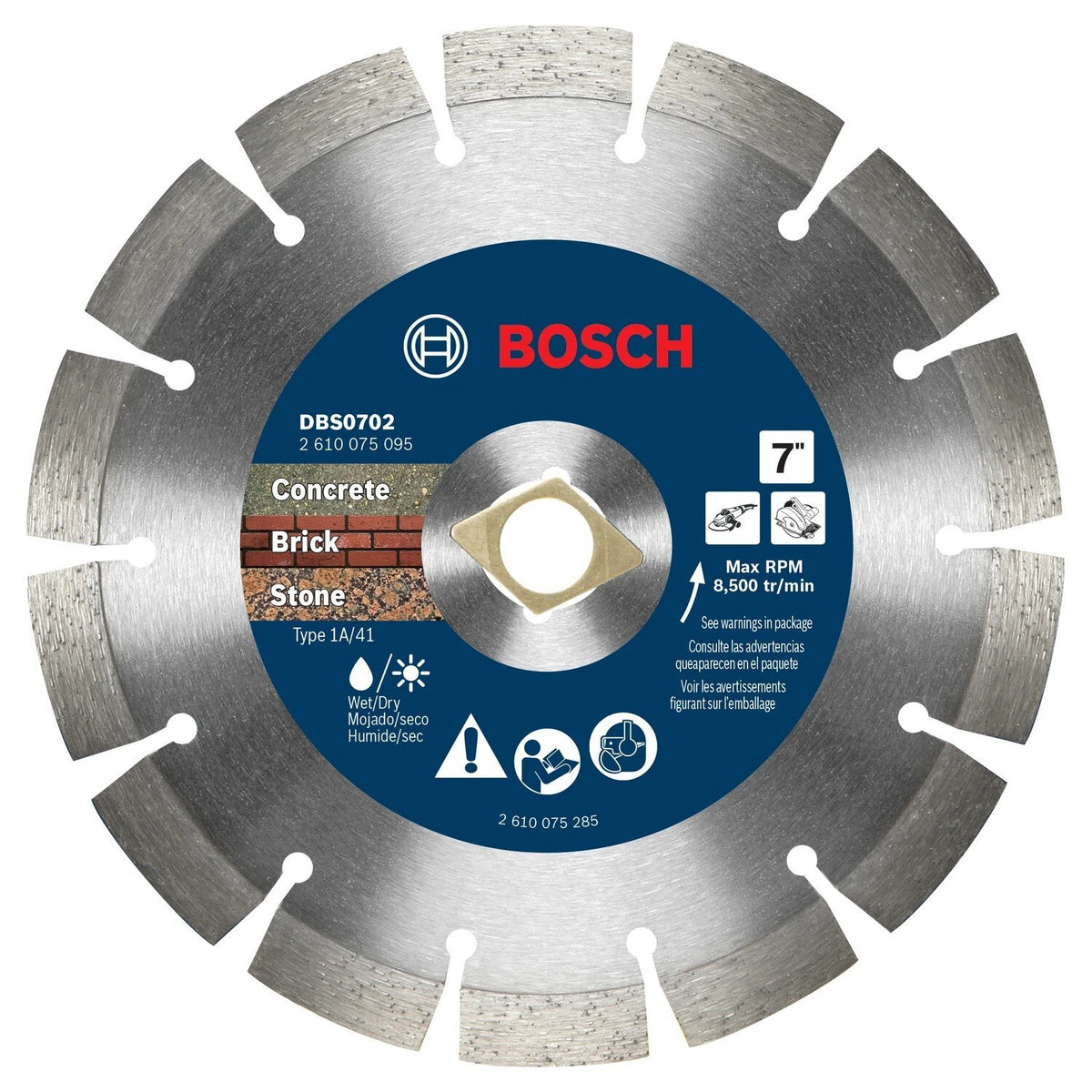 Bosch DBS0702 7" Premium Segmented Rim Diamond Blade with Diamond Arbor Knockout
