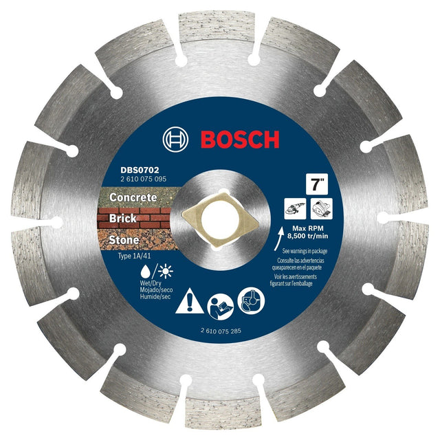 Bosch DBS0702 7" Premium Segmented Rim Diamond Blade with Diamond Arbor Knockout