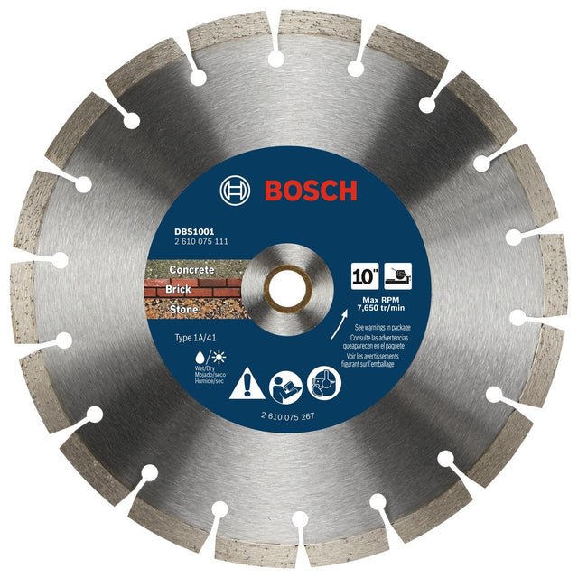 Bosch DBS1001 10" Segmented Rim Diamond Blade for Concrete Brick and Stone