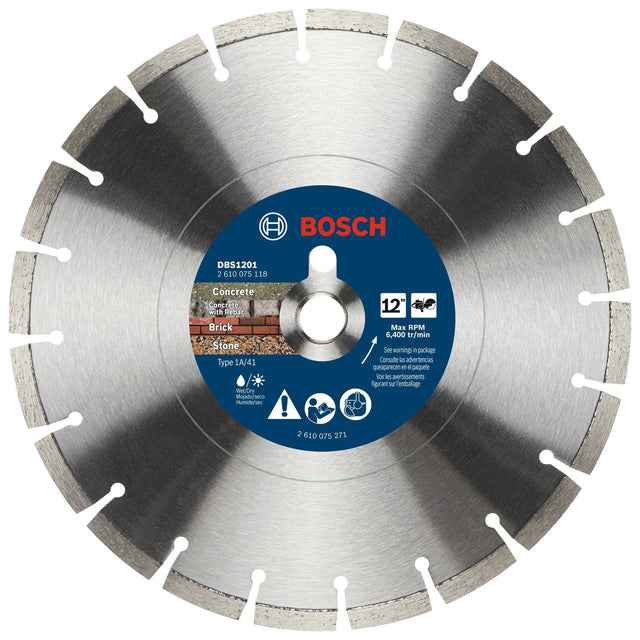 Bosch DBS1201 12" Segmented Rim Diamond Blade for Rough Cuts in Concrete Brick Block and Stone