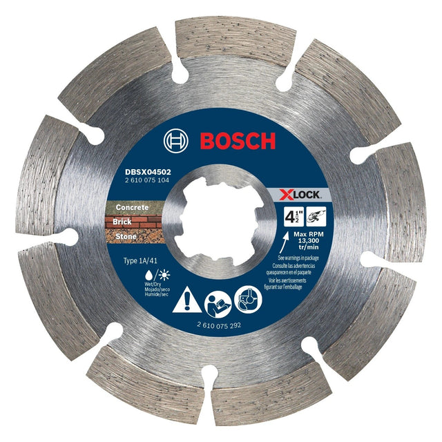 Bosch DBSX04502 4-1/2" X-LOCK Premium Segmented Rim Diamond Blade for Rough Cuts