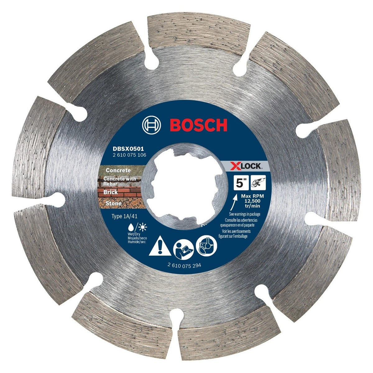 Bosch DBSX0501 5" X-LOCK Segmented Rim Diamond Blade for Concrete Brick and Stone