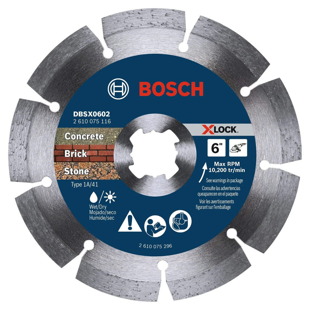 Bosch DBSX0602 6" X-LOCK Segmented Rim Diamond Blade for Concrete Brick and Stone