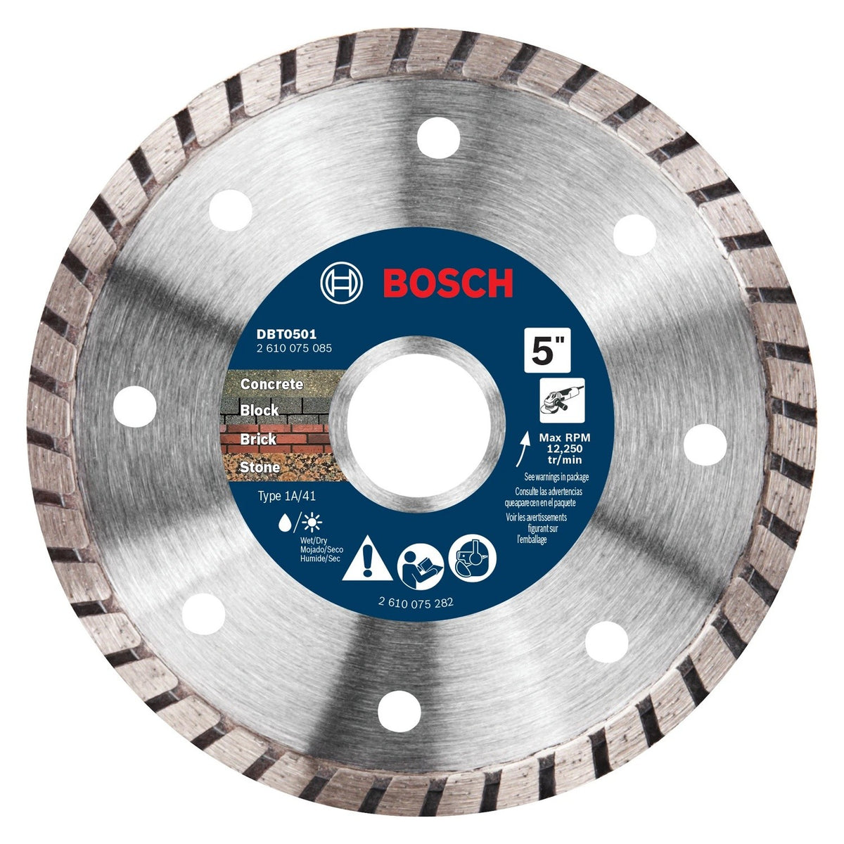 Bosch DBT0501 5" Turbo Rim Diamond Wheel for Smooth Cuts in Concrete Brick and Stone