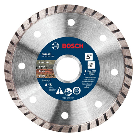 Bosch DBT0501 5" Turbo Rim Diamond Wheel for Smooth Cuts in Concrete Brick and Stone