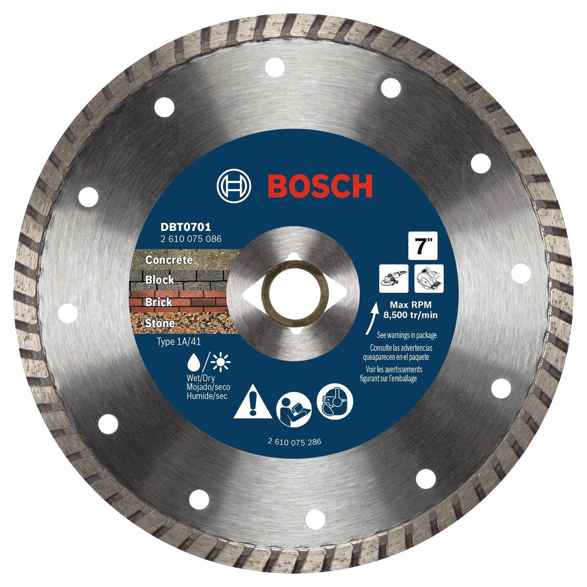 Bosch DBT0701 7" Turbo Rim Diamond Blade for Concrete Brick and Stone