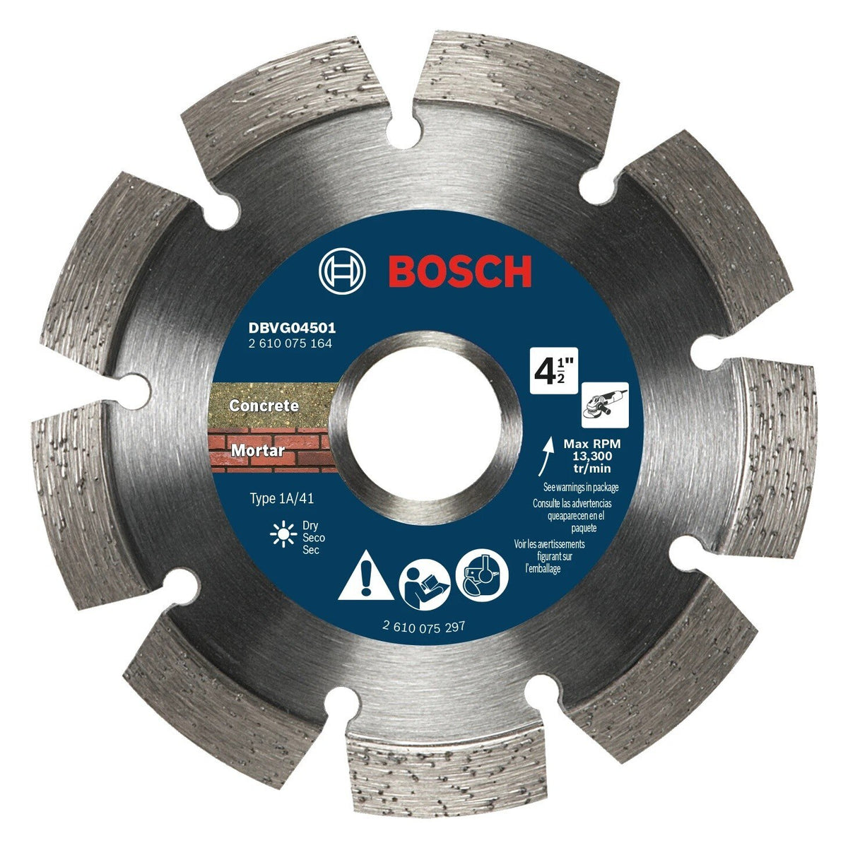 Bosch DBVG04501 4-1/2" Segmented Rim V-Groove Diamond Wheel for Concrete and Mortar