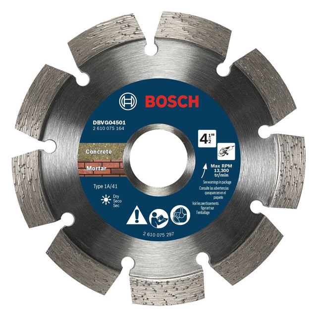 Bosch DBVG04501 4-1/2" Segmented Rim V-Groove Diamond Wheel for Concrete and Mortar