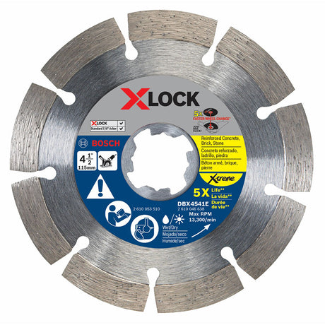 Bosch DBX4541E 4-1/2" Segmented Diamond Blade Xtreme, X-Lock, 5 Pack