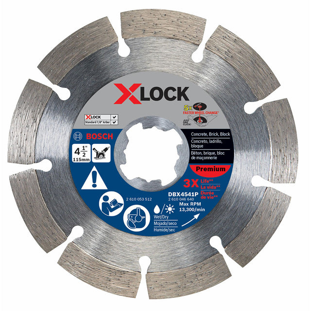 Bosch DBX4541P 4-1/2" Segmented Diamond Blade Premium, X-Lock, 5 Pack