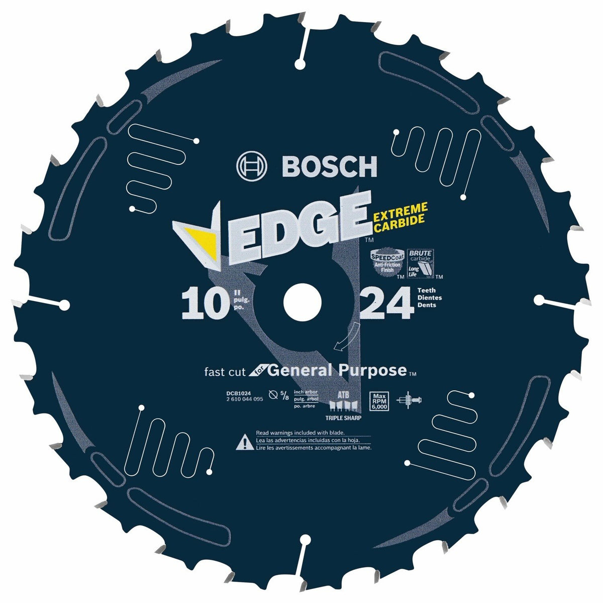 Bosch DCB1024 10" 24 Tooth Edge Circular Saw Blade for Fast Cuts