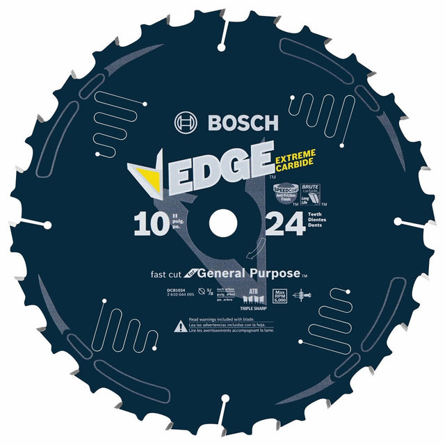 Bosch DCB1024 10" 24 Tooth Edge Circular Saw Blade for Fast Cuts