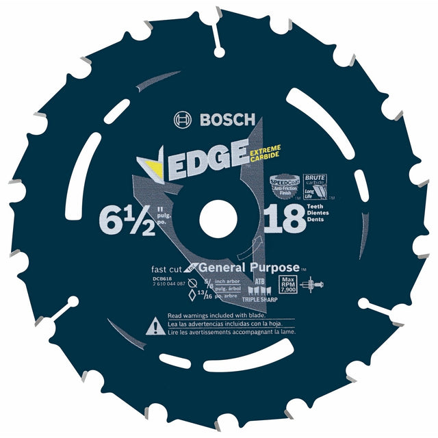 Bosch DCB618 6-1/2" 18 Tooth Edge Circular Saw Blade for Fast Wood Cuts