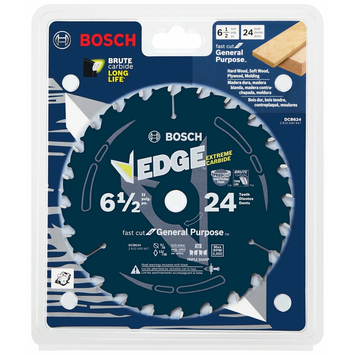 Bosch DCB624 6-1/2" 24 Tooth Edge Circular Saw Blade for General Purpose - 2