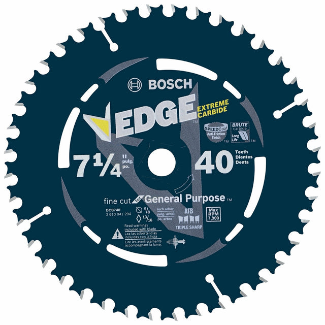 Bosch DCB740 7-1/4" 40 Tooth Edge Circular Saw Blade for Fine Finish