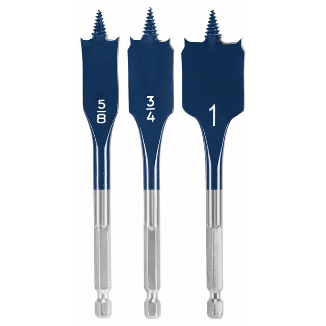 Bosch DSBS5003 Daredevil Stubby Length Self Feeding Spade Bit Set 1/2" 3/4" 1" (3 Pack)