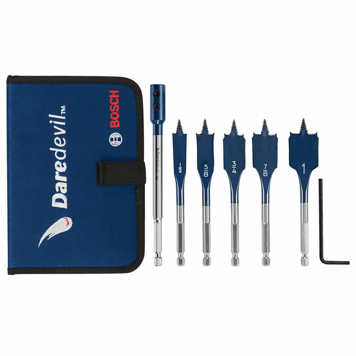 Bosch DSBS5007P Daredevil Stubby Length Spade Bit Set with Case and 6" Extension (6 Pack)