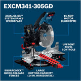 Bosch EXCM341-305GD 12" 15 Amp Dual Bevel Glide Miter Saw with Compact Glide System - 2