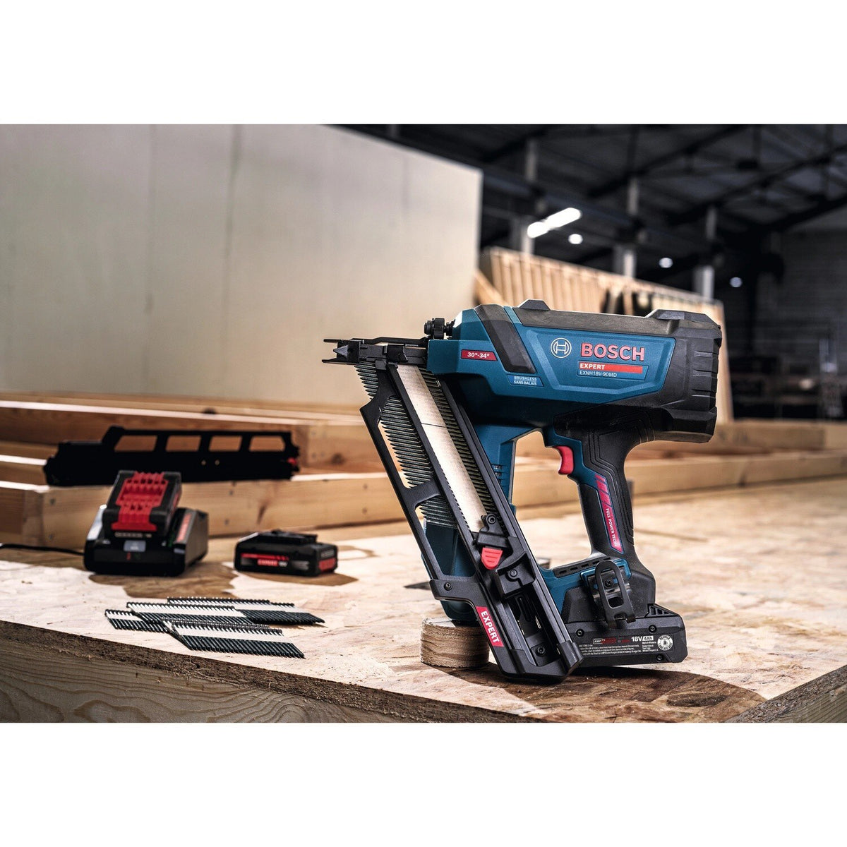 Bosch EXNH18V-90MDB14 18V 30 Degree Framing Nailer Kit with 4 Ah Battery and Fast Charger - 4