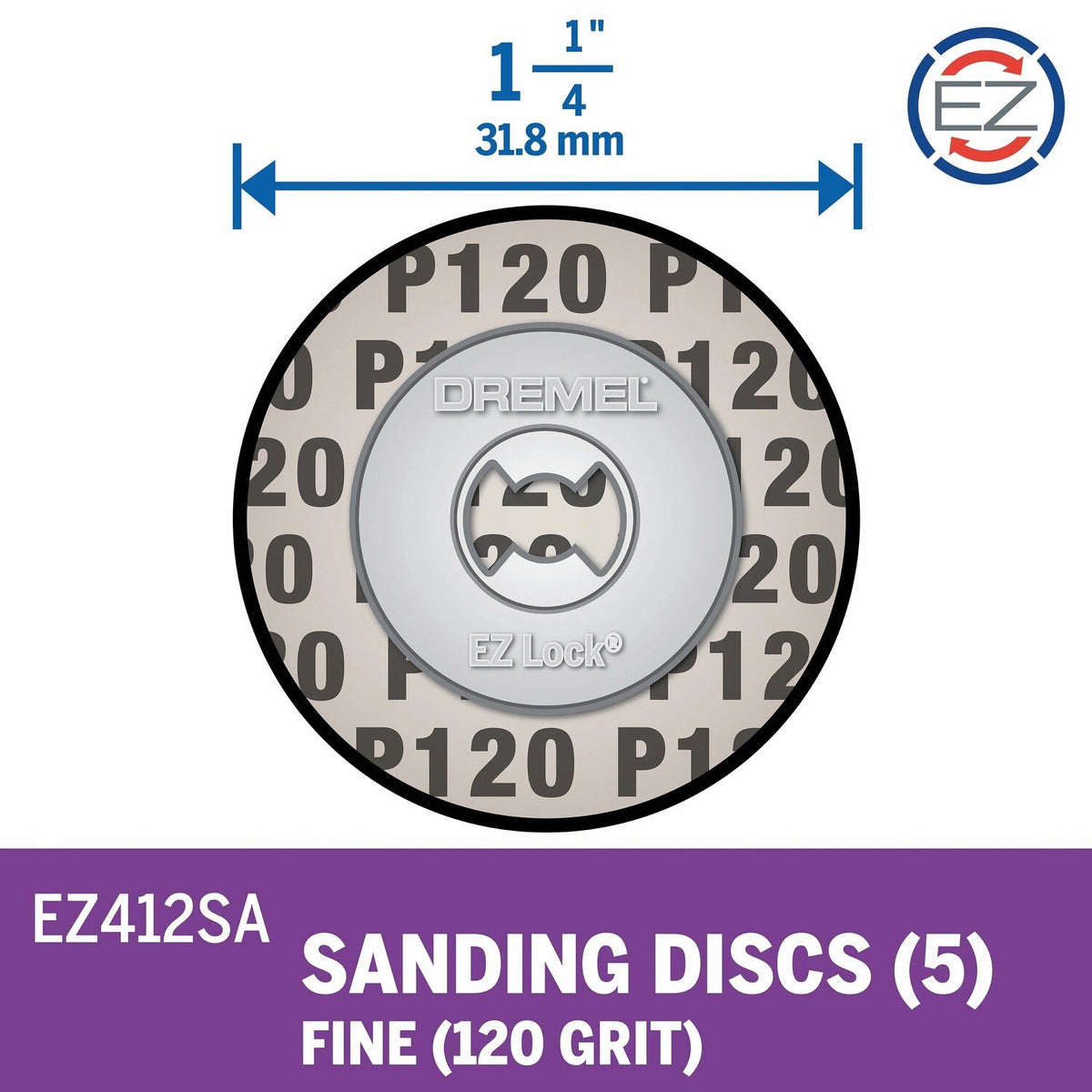 Dremel EZ412SA 5-pc. 1-1/4" 120 Grit EZ Lock Sanding Discs - 2