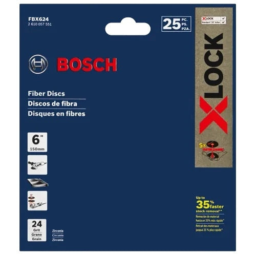Bosch FBX4560 4-1/2" 60 Grit X-LOCK Medium Abrasive Fiber Discs for Metal Finishing (25 Pack) - 3