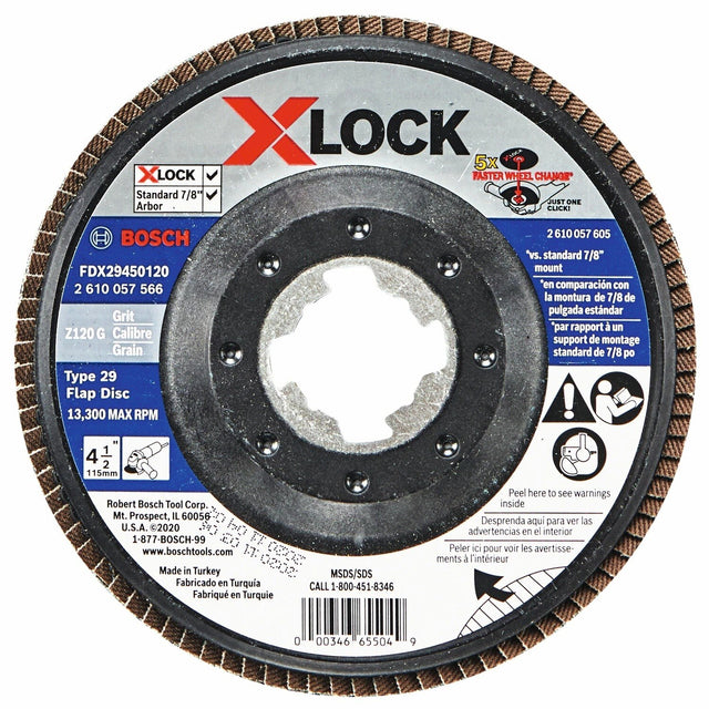 Bosch FDX29450120 4-1/2" X-LOCK Type 29 120 Grit Flap Disc for Metal Grinding and Blending