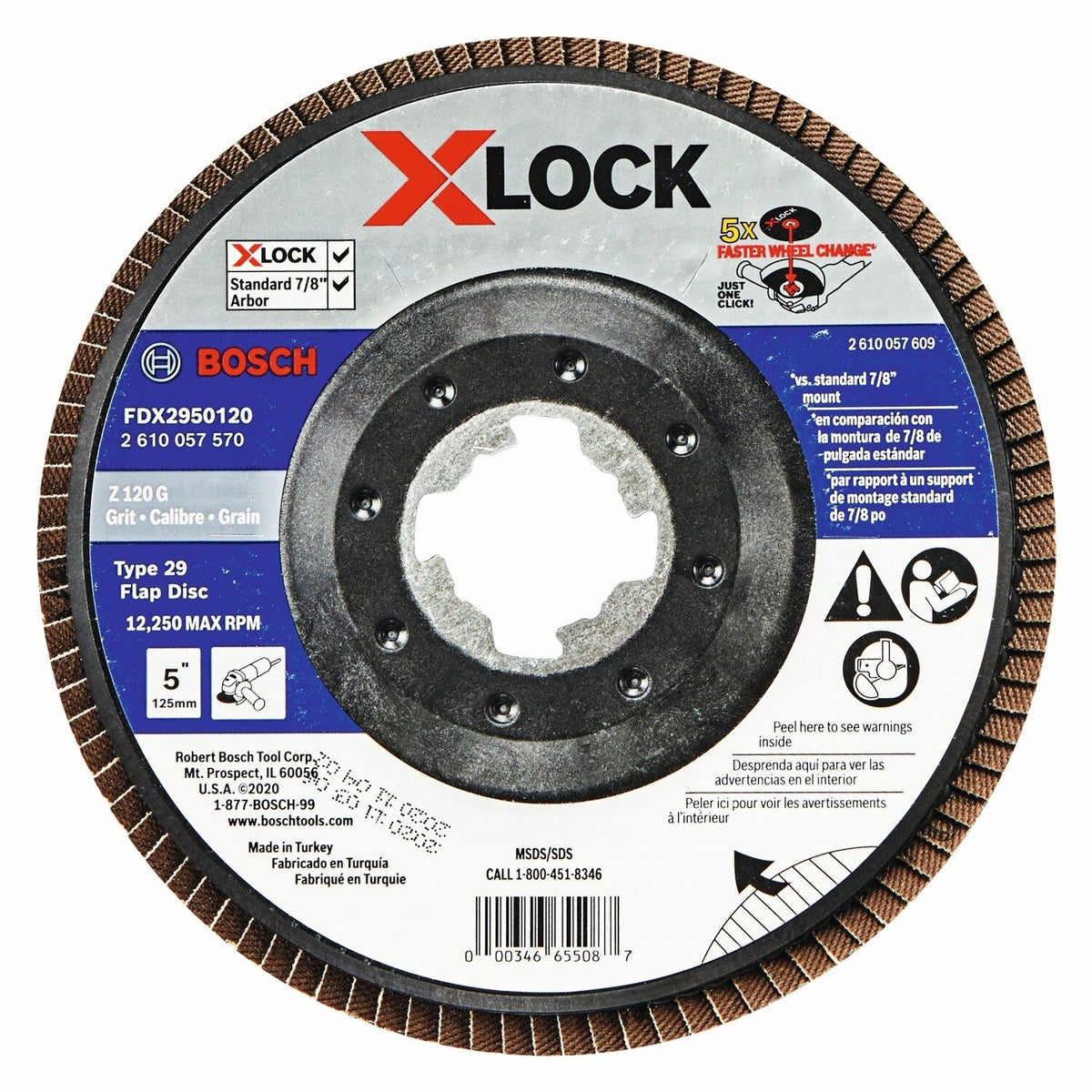 Bosch FDX2950120 5" X-LOCK Type 29 120 Grit Zirconia Flap Disc for Metal Grinding