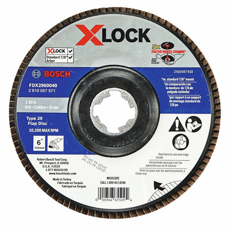 Bosch FDX2960040 6" X-LOCK Arbor Type 29 40 Grit Zirconia Flap Disc