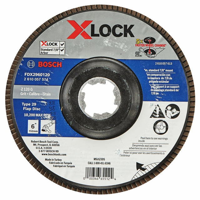 Bosch FDX2960120 6" X-LOCK Type 29 120 Grit Flap Disc for Metal Grinding and Blending