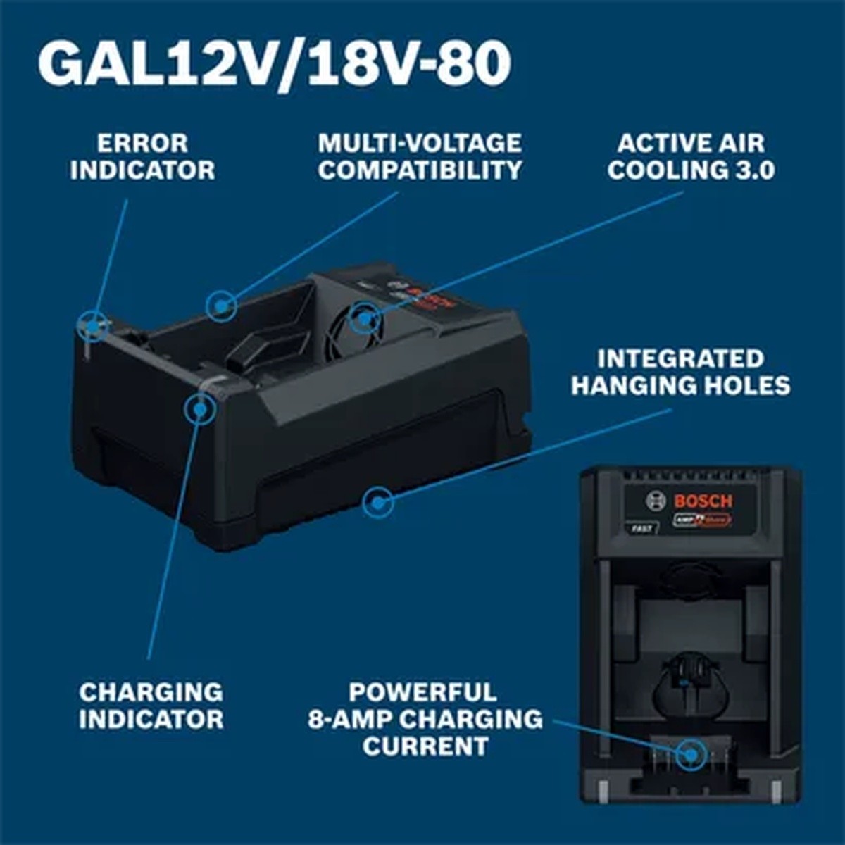 Bosch GAL12V/18V-80 12V 18V Multi-Voltage Fast Charger - 2