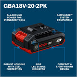 Bosch GBA18V-20-2PK 18V Lithium-Ion 2 Ah Batteries for Bosch 18V Tools (2 Pack) - 2
