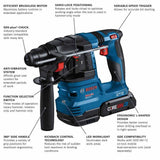 Bosch GBH18V-22K24 18V Brushless 3/4" SDS-plus Bulldog Rotary Hammer w/ (2) CORE18V 4 Ah Advanced Power Batteries - 2