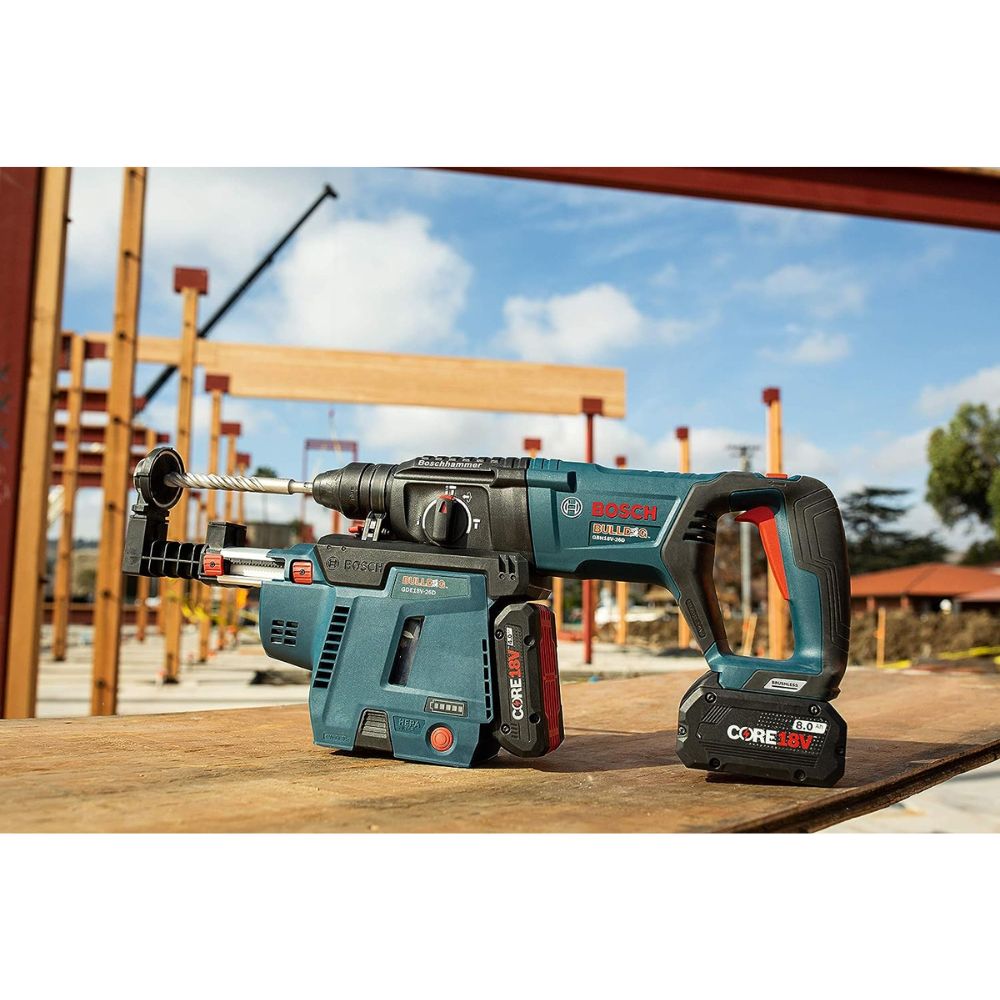 Bosch GBH18V-26DK26GDE 18V EC Brushless SDS-plus Bulldog 1 In. Rotary Hammer Kit with Mobile Dust Extractor and (2) CORE18V Batteries - 5