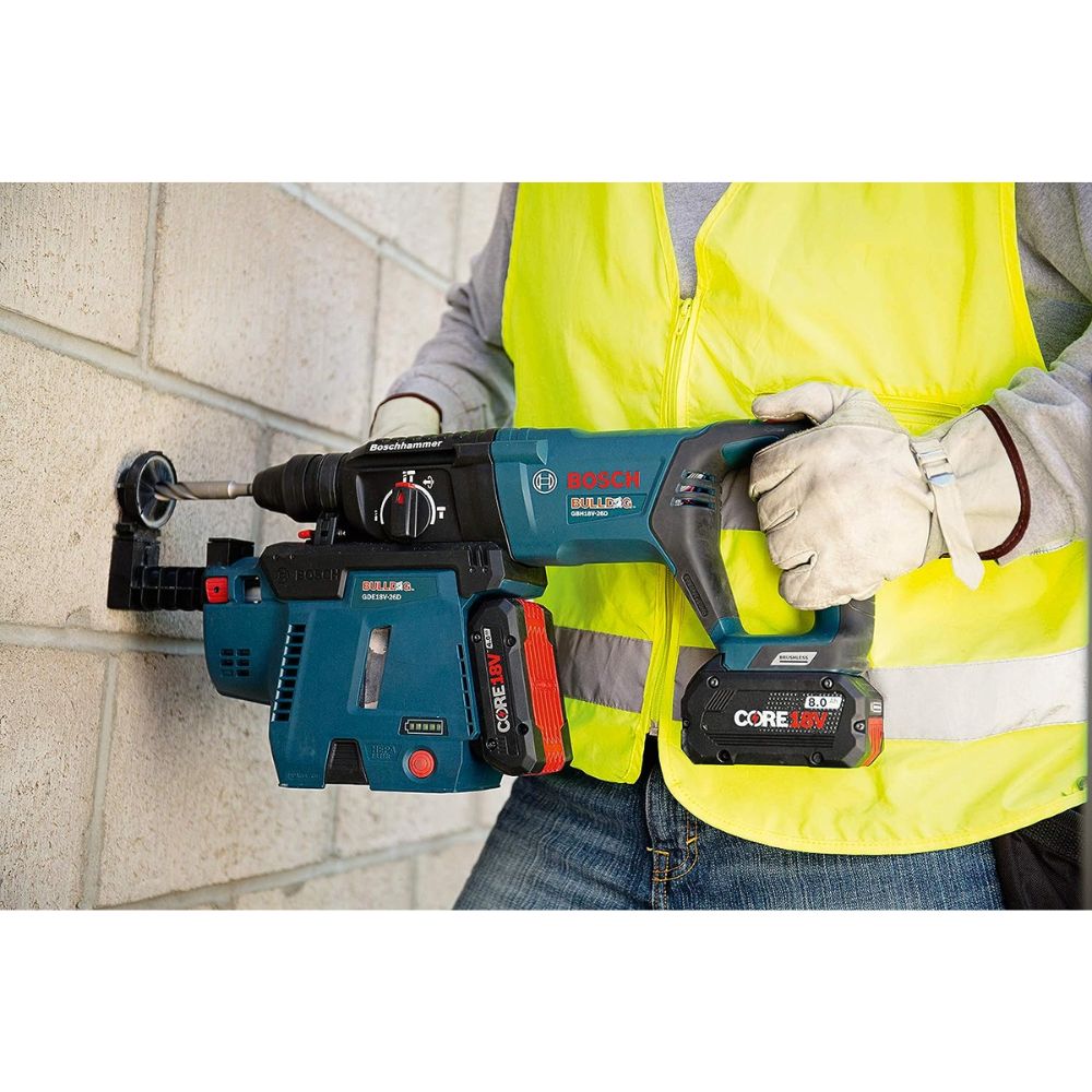 Bosch GBH18V-26DK26GDE 18V EC Brushless SDS-plus Bulldog 1 In. Rotary Hammer Kit with Mobile Dust Extractor and (2) CORE18V Batteries - 6