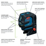 Bosch GCL165-42GL 3.7V Green-Beam Self-Leveling Cross-Line Laser with Plumb Points and Li-Ion Battery - 2