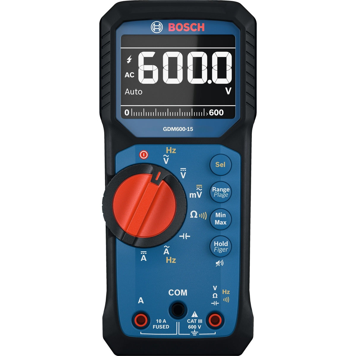 Bosch GDM600-15 True RMS 600V Digital Multimeter with Test Leads (2 AA Batteries Included)
