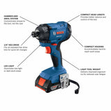 Bosch GDR18V-1400B12 18V 1/4 In. Hex Impact Driver w/ (1) 2.0 Ah Slimpack Battery - 2