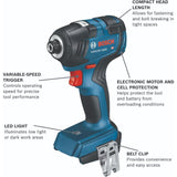 Bosch GDR18V-1800B12 18V Brushless 1/4 In. Hex Impact Driver Kit with (1) 2 Ah Standard Power Battery - 2