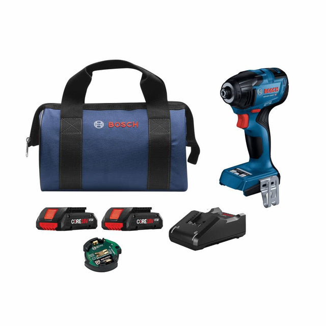 Bosch GDR18V-1860CB25 18V Connected-Ready 1/4" Hex Impact Driver Kit with (2) CORE18V 4.0 Ah Compact Batteries and (1) Connectivity Module