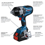 Bosch GDS18V-1180CB28 18V 3/4" High Torque Impact Wrench Kit with Friction Ring and Thru-Hole (2 Batteries, 1 Charger) - 3