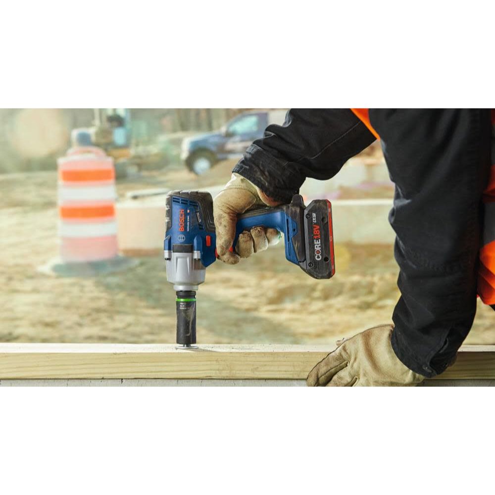 Bosch GDS18V-330CB25 18V Brushless Connected-Ready 1/2 In. Mid-Torque Impact Wrench Kit with Friction Ring and Thru-Hole and (2) CORE18V 4 Ah Advanced Power Batteries - 11